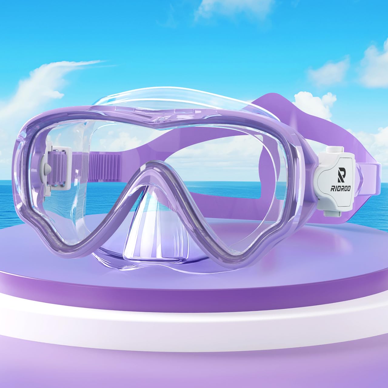 RIOROO Gafas de Buceo para Niños, Gafas de Natación Antiniebla y a Prueba de Fugas, Máscaras de Buceo Nasal Panorámicas de Alta Definición de 180 °, Gafas de Baño para Niños y Niñas de 4 a 14 Años