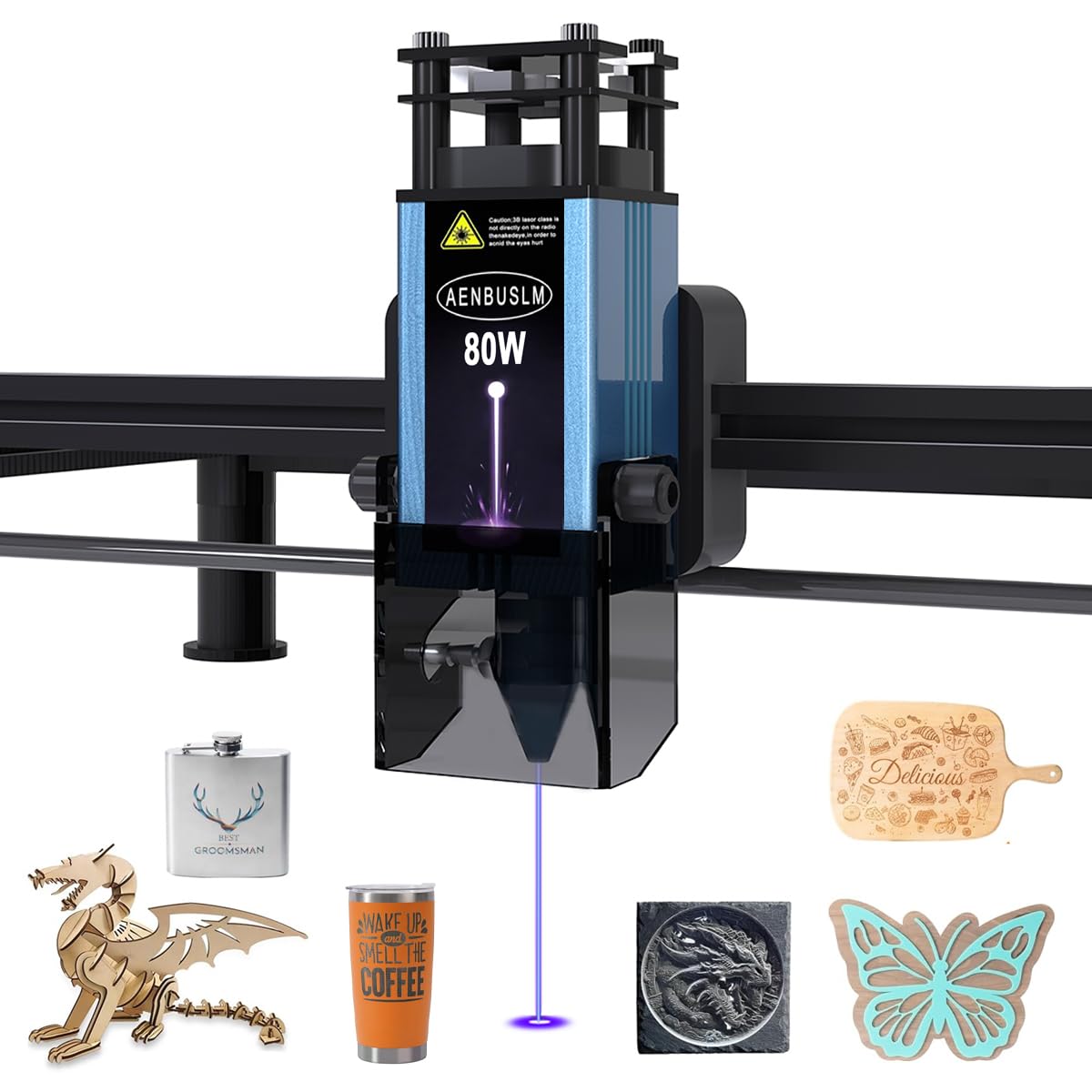 80W Laser Module with Air Assist,10W Output Power, Fixed-Focus, Built in FAC,Double Ultra-Fine Compressed Spot CNC Carving DIY Laser Master for Laser Cutter Laser Engraver Machine - Class 4