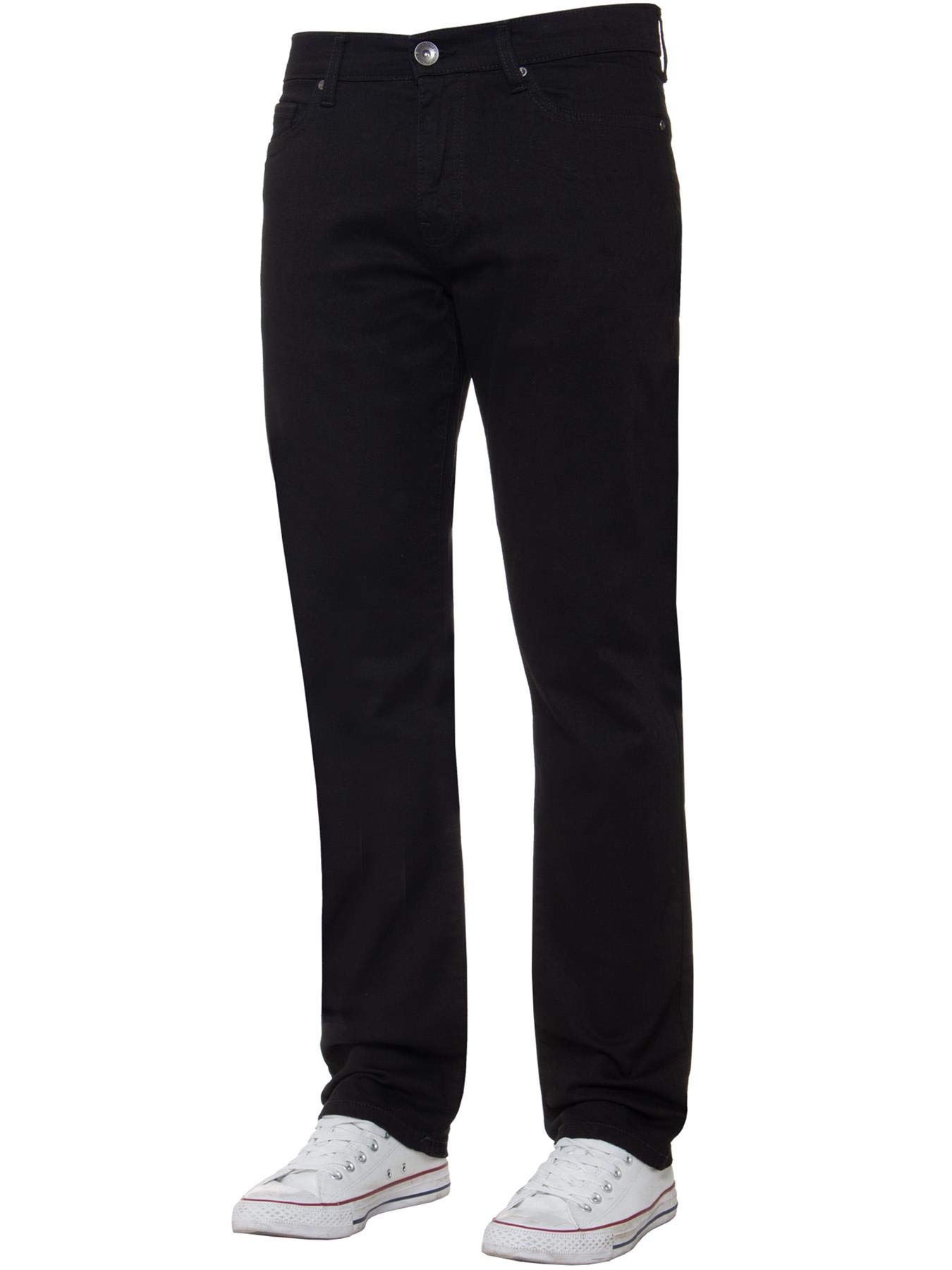 Ze ENZOEnzo Mens Straight Leg Stretch Jeans Basic Work Denim Pants Big Tall All Waists