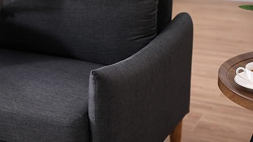 Miniatura 5 de EUGI Sofá de terciopelo sofá moderno de mediados de siglo sofá biplaza de tela convertible sofá reclinable con patas de metal dorado beige