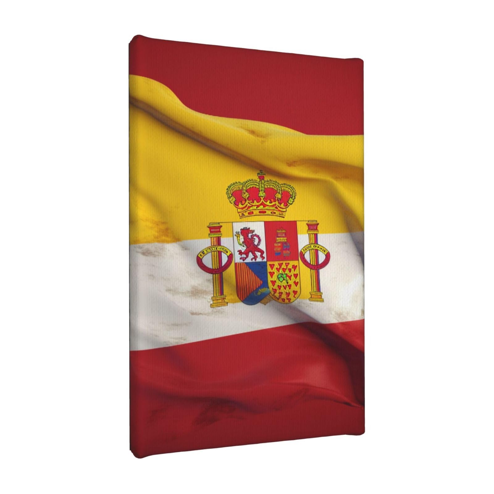 Ykljg Spain Flag Printed Wall Art Canvas Painting 20X30 Cm Wooden Framed Picture Painting Artwork Prints For Bedroom Kitchen Home Office Decor