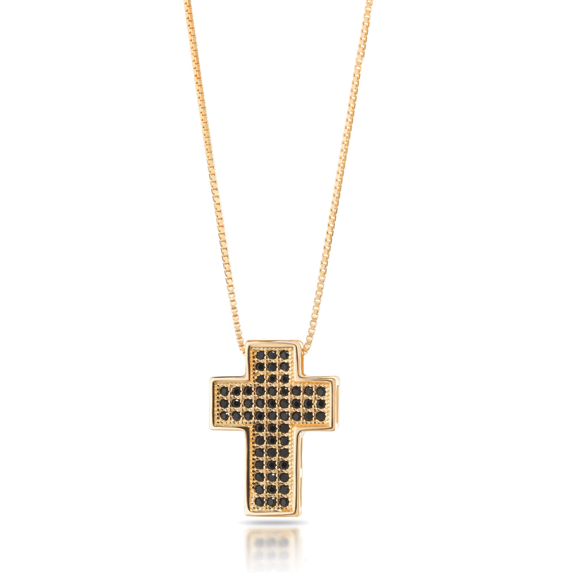 inSCINTILLE Collana Croce Uomo Donna in Argento Rodiato 925, Ciondolo Crocifisso con Punti Luce di Zirconia Cubica, Unisex 100% Made in Italy