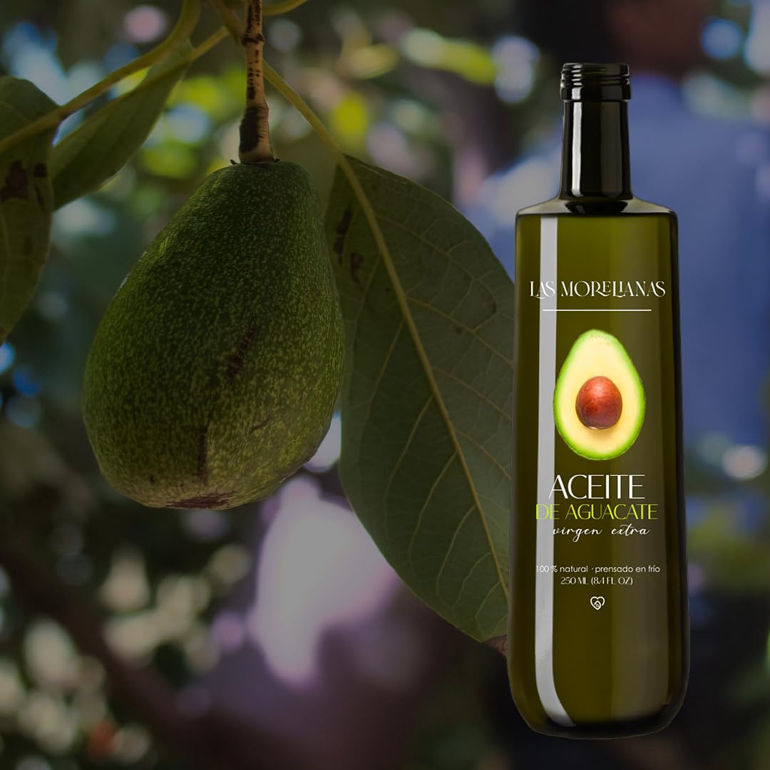 Las Morelianas Aceite de Aguacate Virgen Extra 100% Natural, Producido en México, Botella de Cristal 250ml