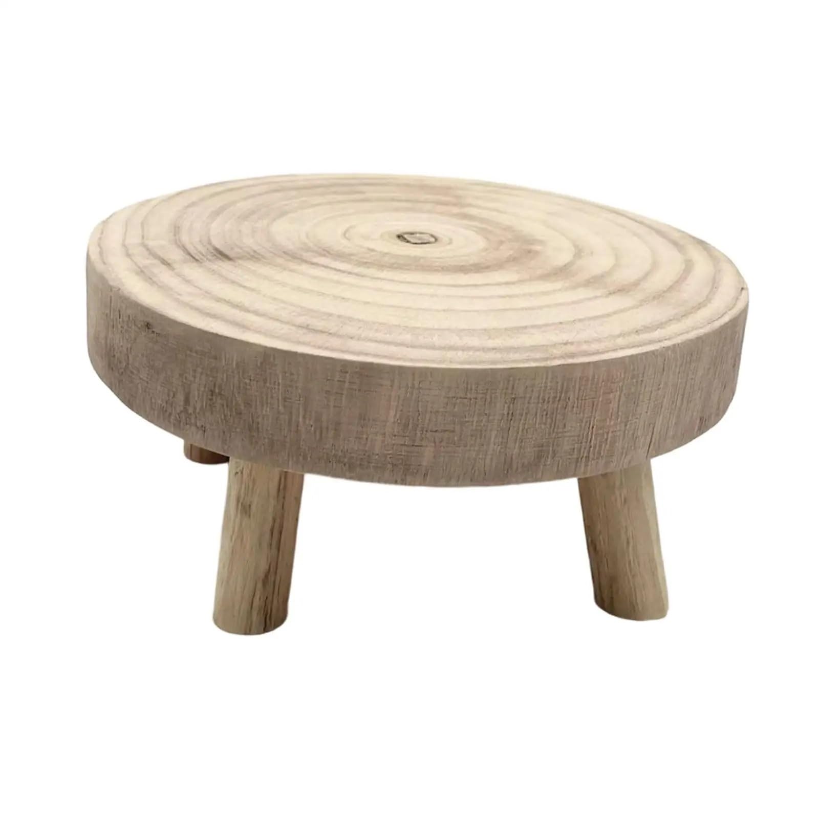 WEQYFDC Plant Stand Riser Wood Plant Stand Round Riser Farmhouse Decorative Pedestal Stool(M)