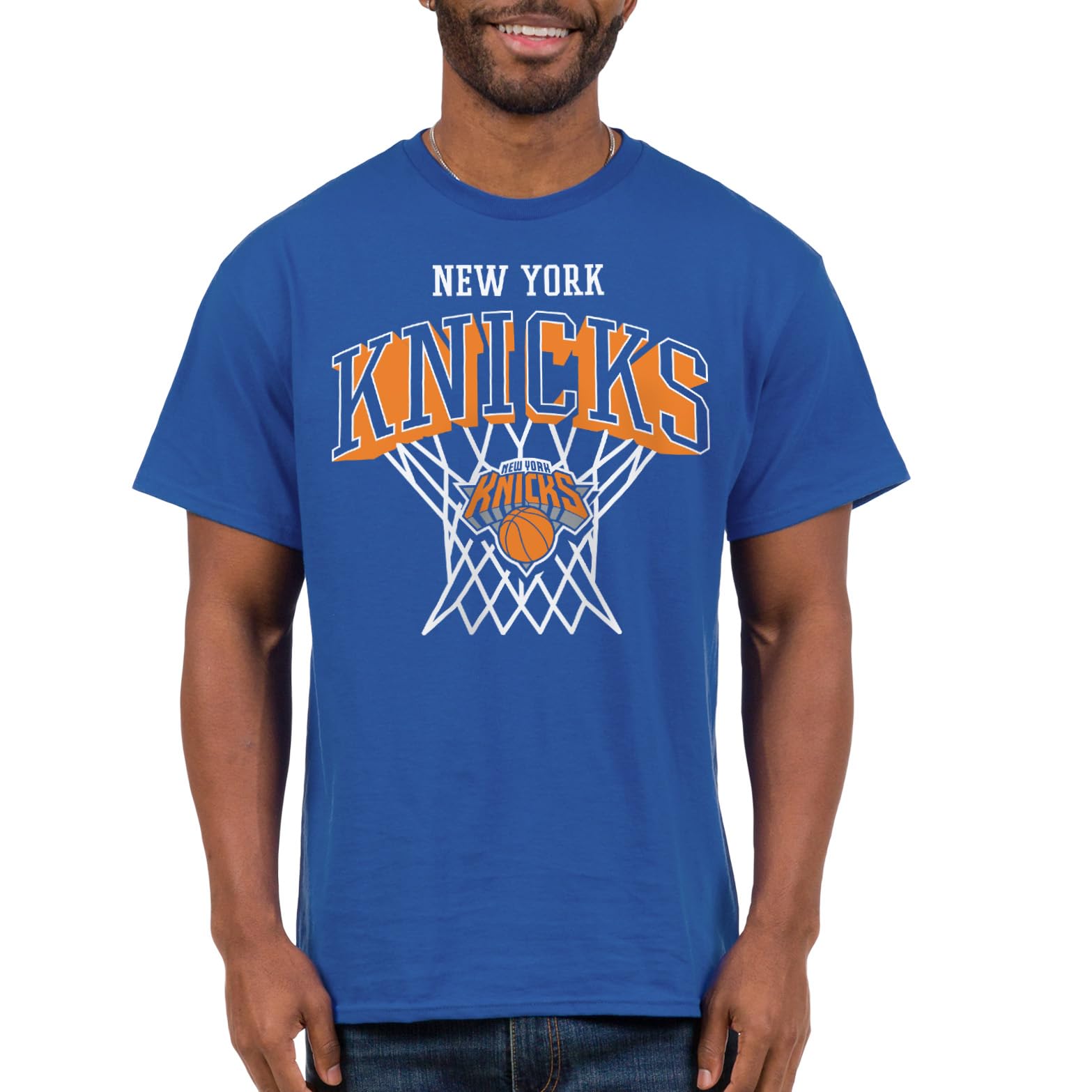 Junk Food Men's Standard NBA Nothing But Net Team Logo-Adult Short Sleeve Fan T-Shirt Women, Royal Blue