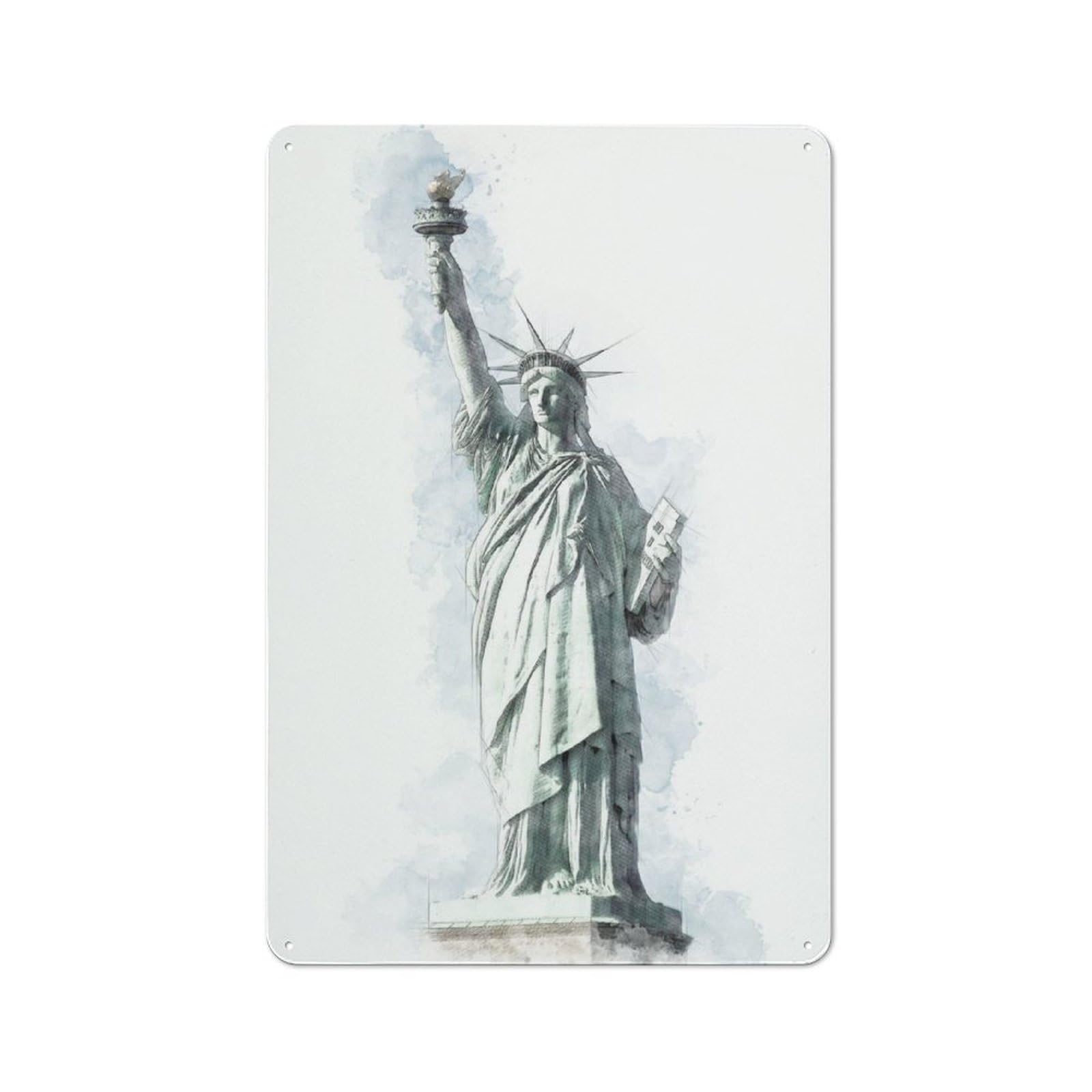 Junmoney Statue Of Liberty Metal Plaque 30X20cm With For Workshop Wall, Retro Decor, A New Home Gift For Collectors Of Metal Signs