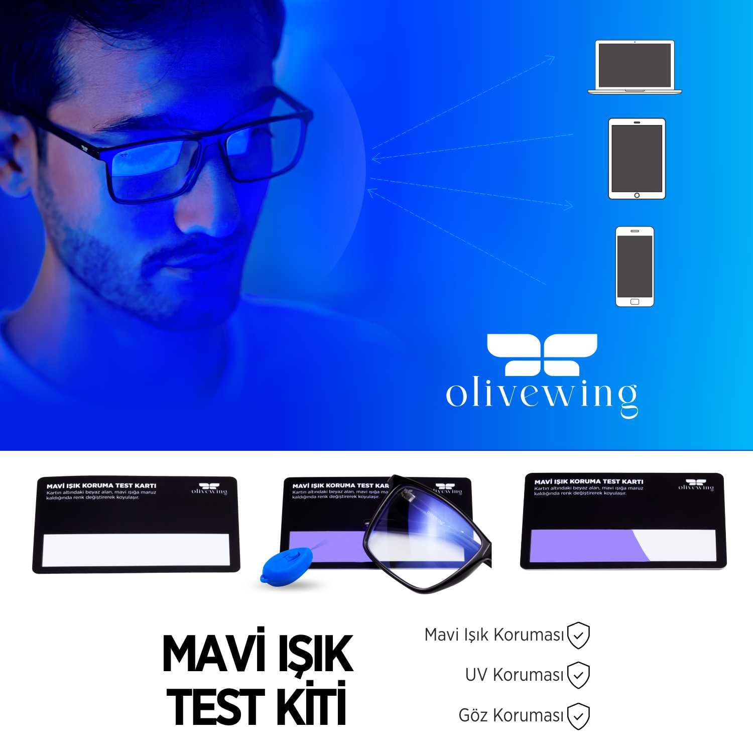 Olivewing Mavi Işık Engelleyici Dinlendirici Bilgisayar Gözlüğü | Genç Yetişkin | Erkek Kadın Üniseks | Köşeli Tam Çerçeveli Grilamid TR90 | Mavi Işık, UV, Parlama Önleyici Filtre OLW 1801-DM05