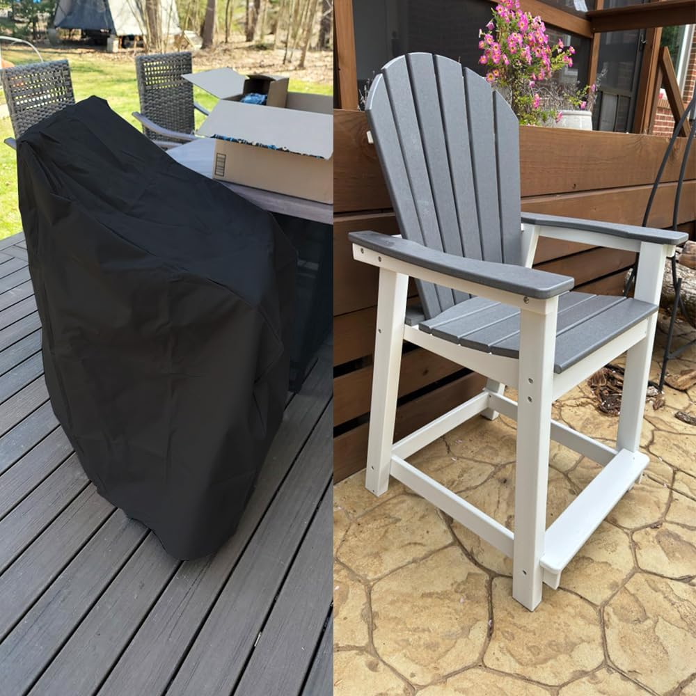 Tall Adirondack Chair Cover for Outdoor Poly Bar Height Balcony Chair Waterproof Heavy Duty Patio Adirondack Bar Stool Cover