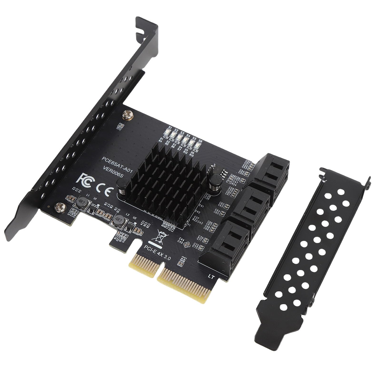 Fabater PCIe a Serie ATA3.0 Conjunto de Extensión de Disco Duro de 6 Puertos Confiable para una Transferencia de Datos Eficiente, Compatible con Diferentes Sistemas e Instalación Simple