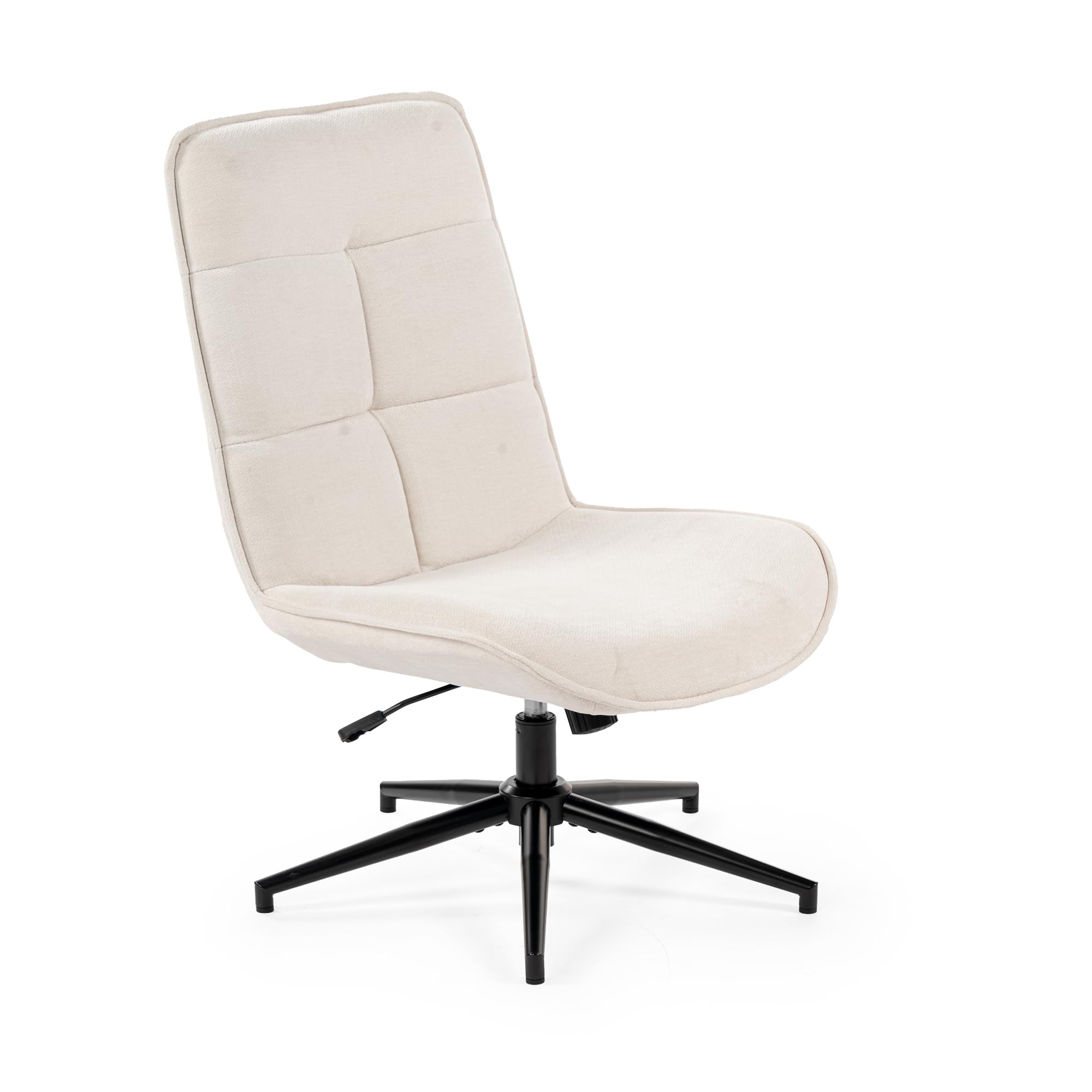 MEUBLE Cosy Sillón Relax de Salón, Silla Giratorio Moderna y Cómoda con Respaldo Reclinable, Altura Ajustable, Tela Suave, Patas Metálicas, Beige