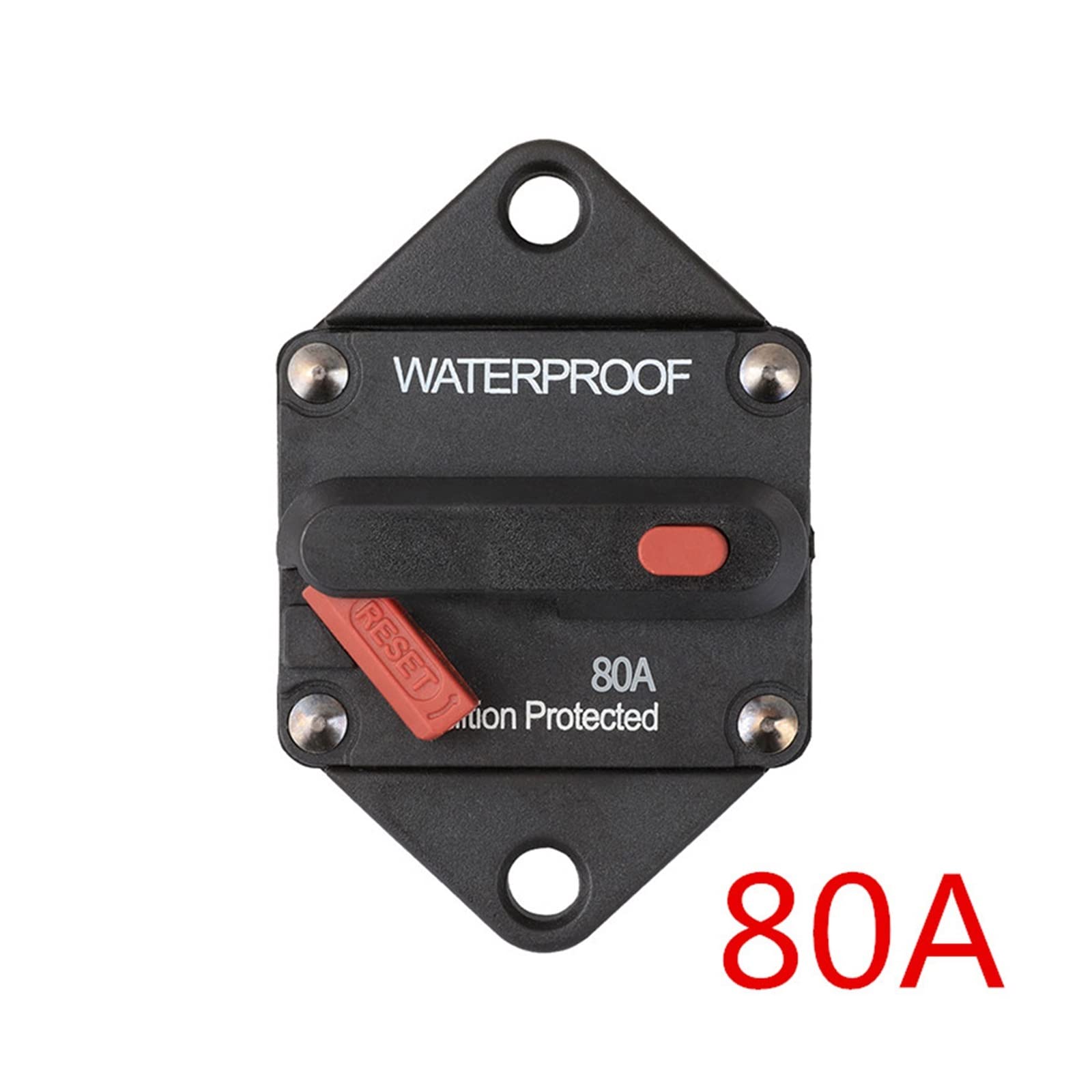 20-200 A 12 V 48 V samochodowy wzmacniacz audio, uchwyt bezpiecznika, adapter stereo z ręcznym przyciskiem resetowania (80A)