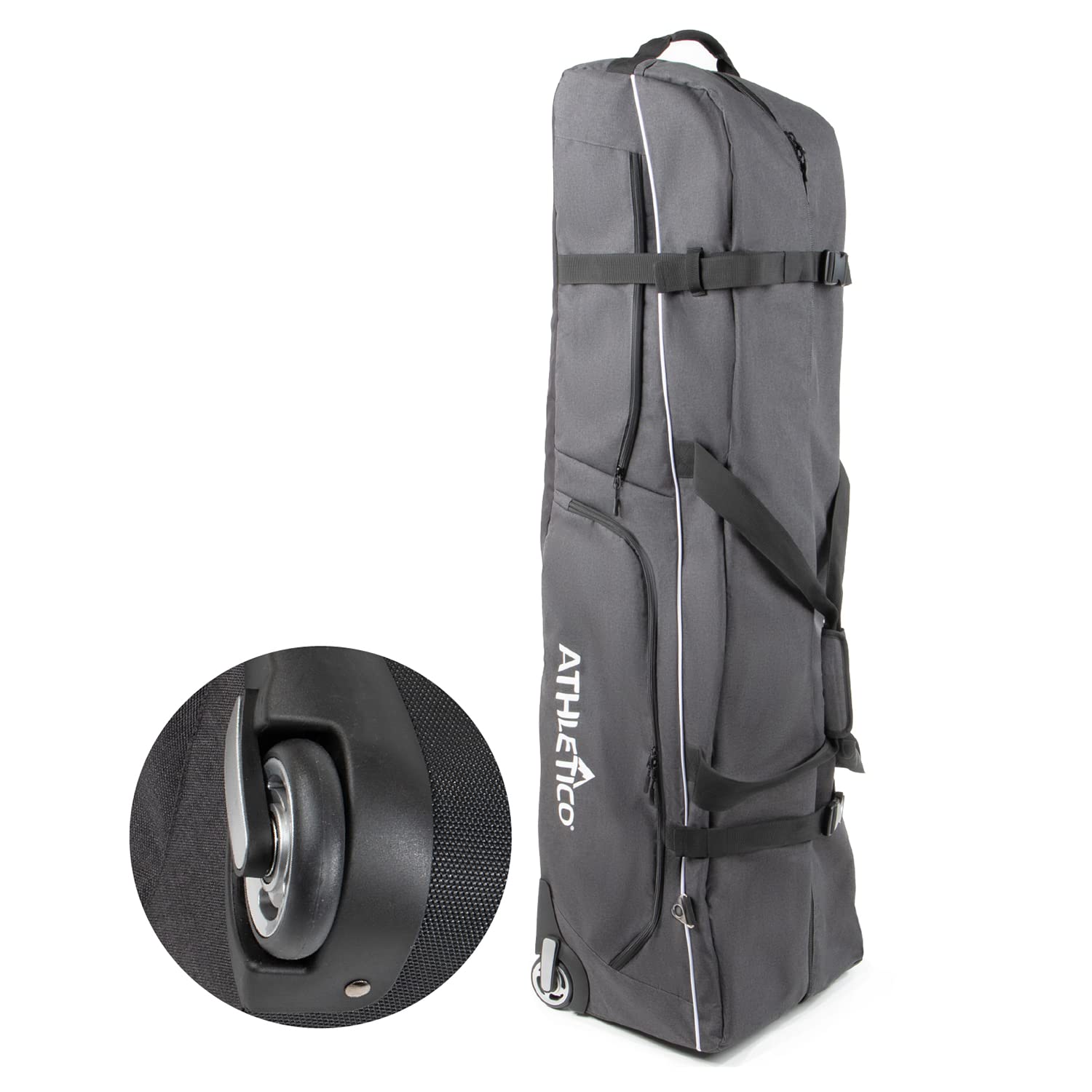 Photo 1 of Athletico Ace Wheeled Golf Travel Bag - Heavy Duty Padded Golf Travel Bags with Wheels - Soft-Sided Golf Club Travel Cover Protects Clubs - Waterproof Golf Bag Travel Case - Universal Size