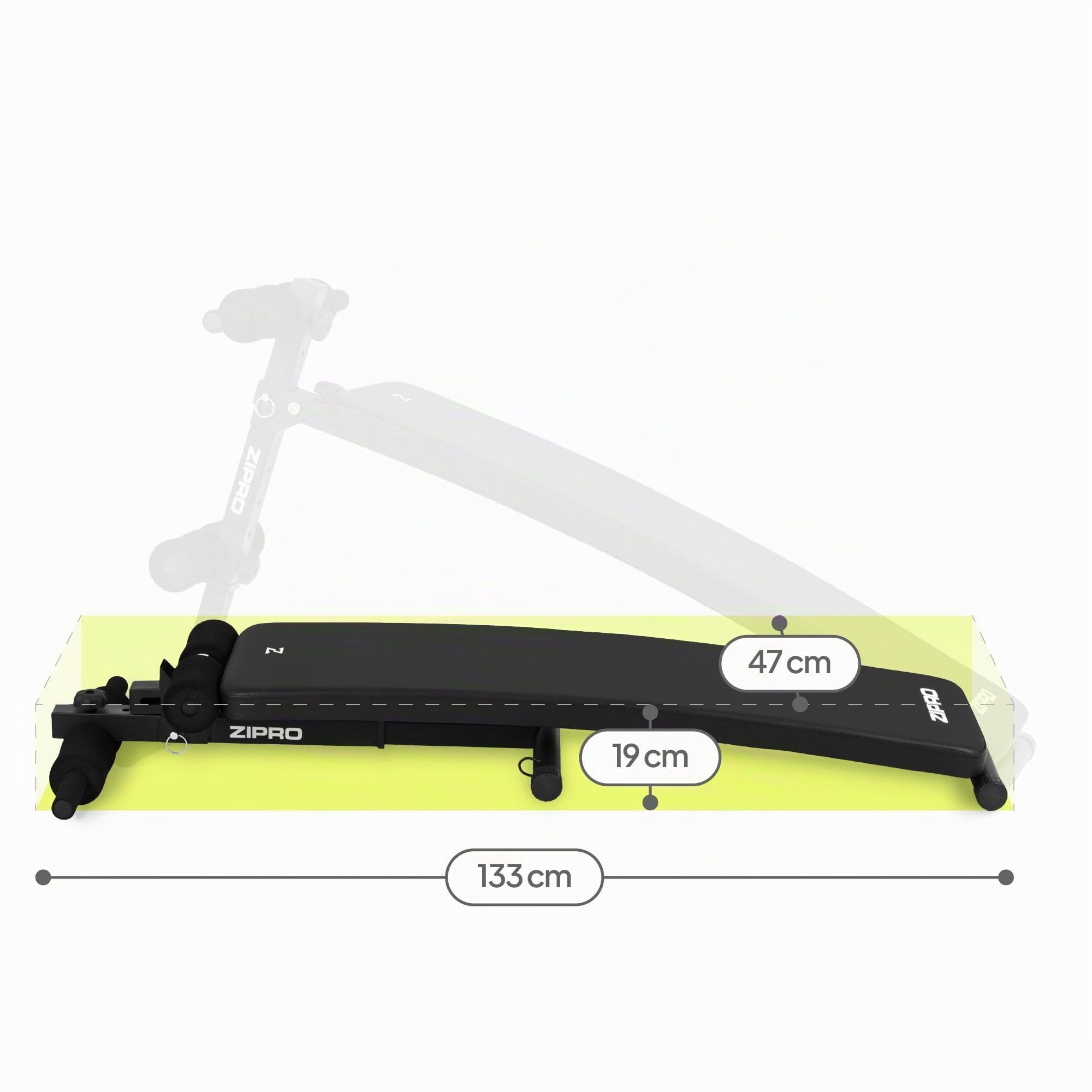 ZIPRO Sit Up Bank Schrägbank Bauchtrainer klappbare Fitnessbank mit 5-fach verstellbarer Rückenlehne 20–30° Trainingsbank mit Expandern Belastbarkeit 200 kg für Home Gym