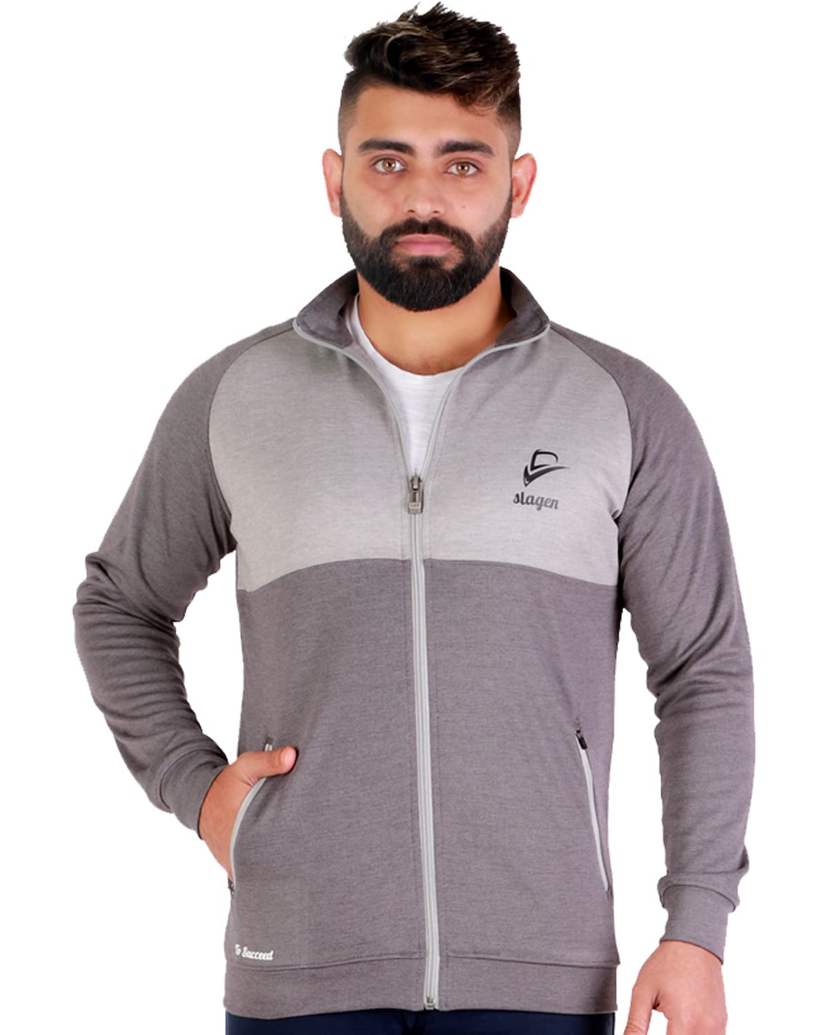 slagen Men's Full-Zip Lightweight Full Sleeve Athletic Upper Jacket ||Fully Comfartble & Fashionable Cotton Blend Fabric || Reguler Fit, Color Two-Tone Grey-picture-33
