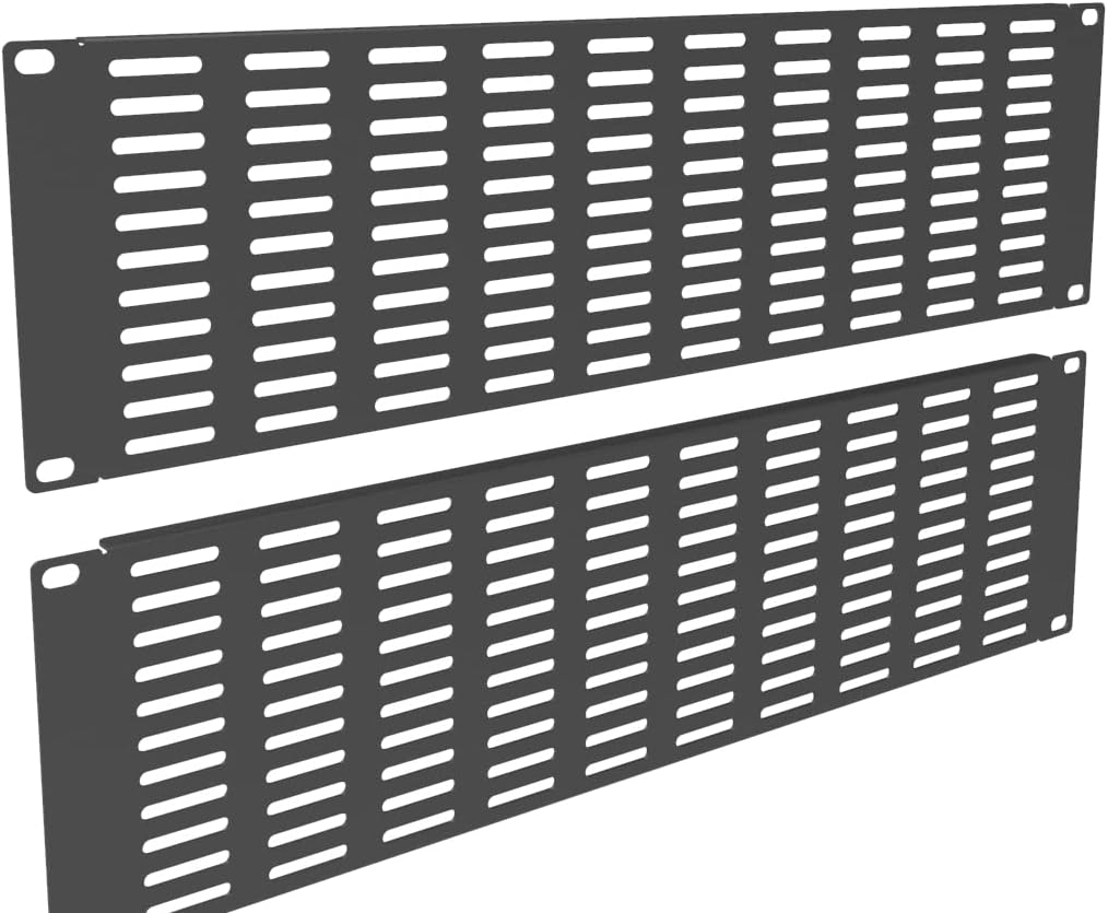 2 Pack of 3U Vented Blank Panel - Metal Rack Mount Filler Panel for 19in Server Rack Cabinet or Enclosure, Black (3U)