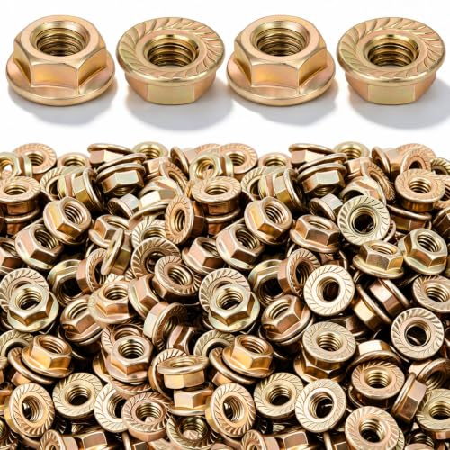 200 Pack 5/16"-18 Grade 8 Hex Flange Lock Nuts, Serrated Flange
