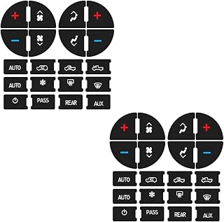 AC Dash Button Repair Kit, Radio & A/C Button Sticker for Ruined Faded A/C Control Buttons, Car Dash Repair Kit Replacement Compatible with Most Chevy, 07-14 GM Vehicles (2PCS)
