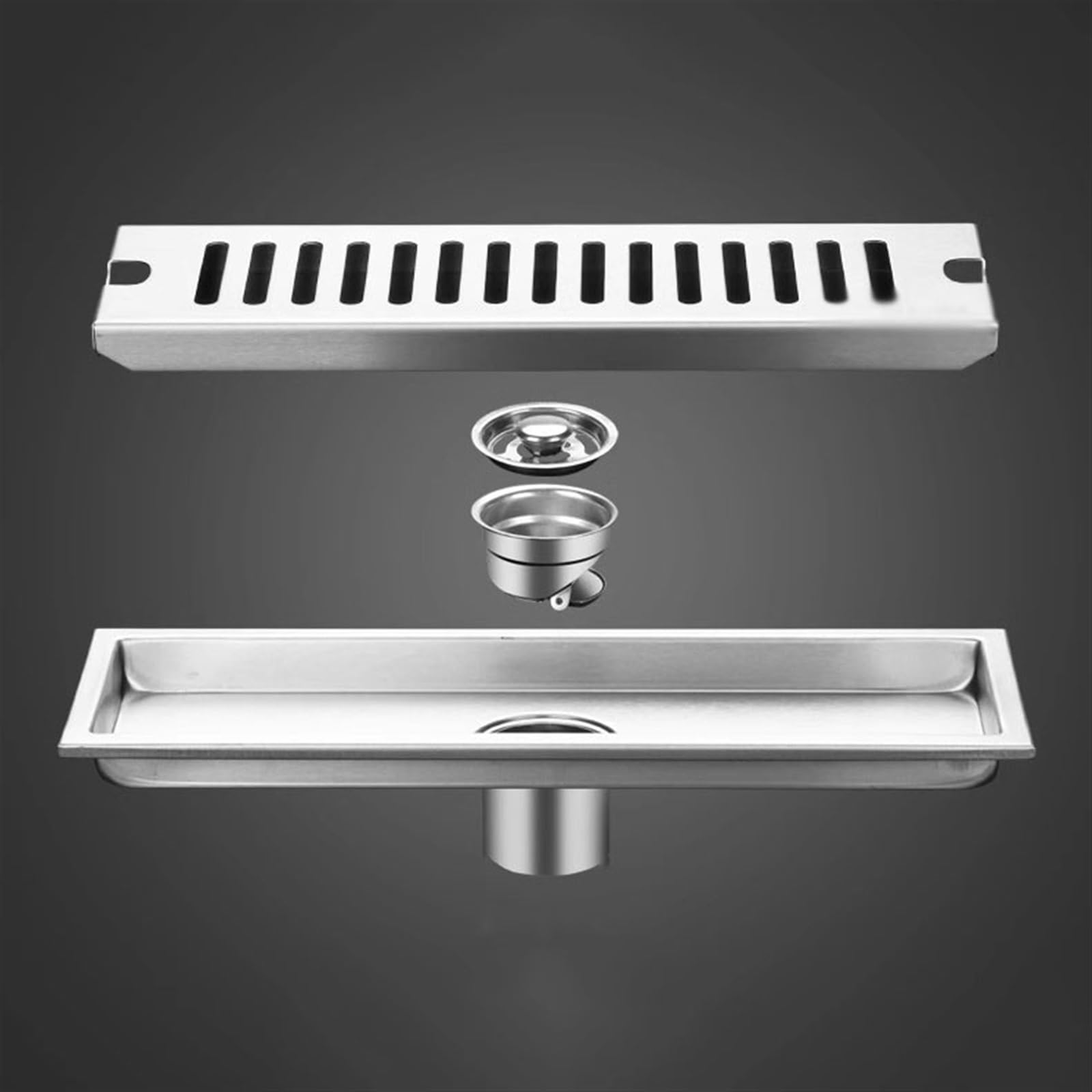 Rechteckiger Duschablauf aus Edelstahl – 130 cm Bodenablauf mit Filter für Badezimmer, Dusche und Pool – langlebiges, korrosionsbeständiges Design
