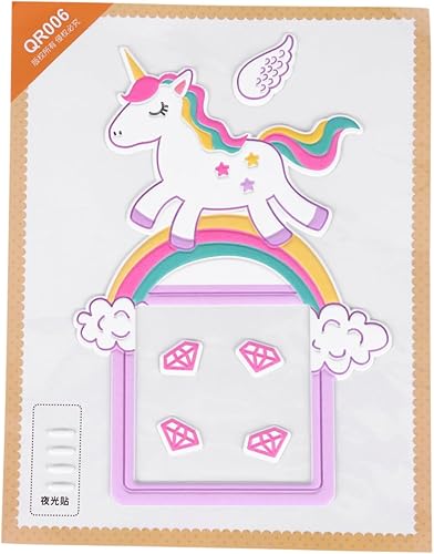 SAFIGLE Decoración de pared con imágenes de unicornio, calcomanía de pared luminosa, diseño creativo de unicornio para fiesta en casa