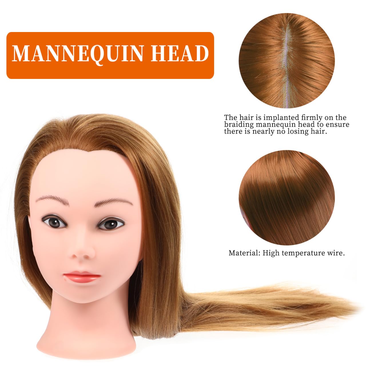 MAGICLULU Kopfmodell mit geflochtenem Haar kinder frisierkopf friseurkopf rosa Silikon-Gesichtswischtuch rosafarbene Gläser mit Deckel Echthaarperücken puppe kosmetologie kopf Perückenkopf