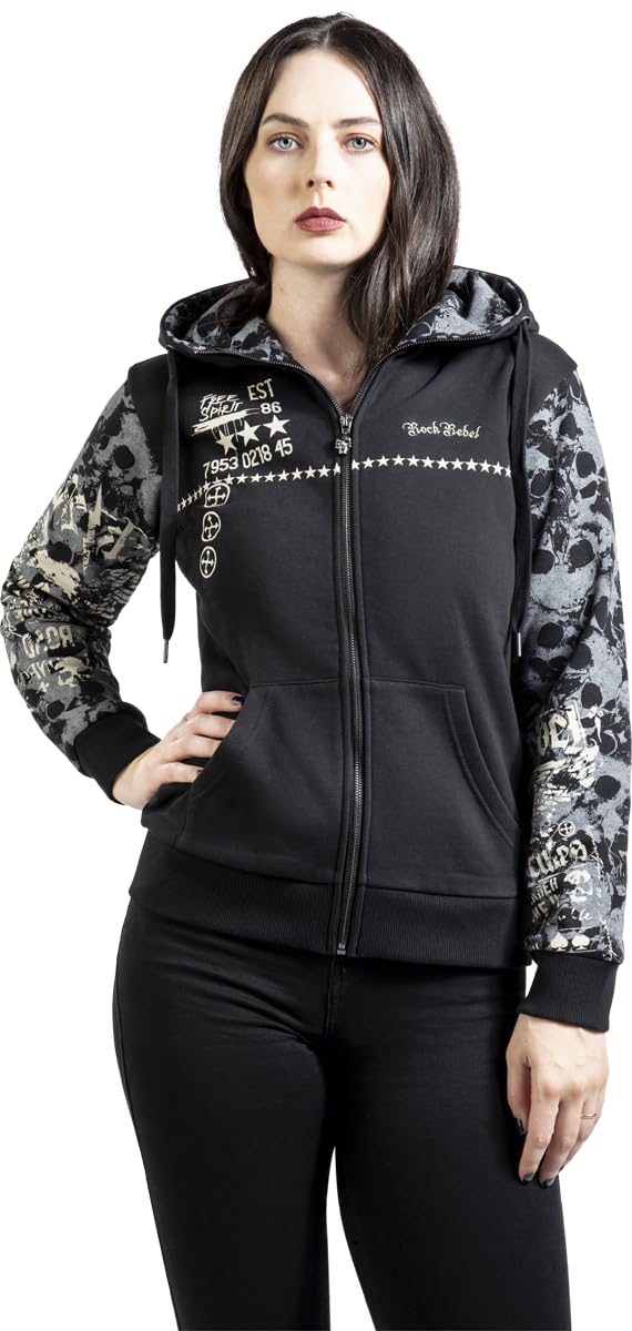 Rock Rebel by EMP Damen Kapuzenjacke Skulls & Details schwarz