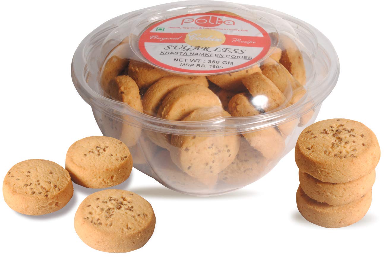 POLKA Pack of 3 Sugar Less Khasta Ajwain Biscuit I Cookies Bowl I 1050