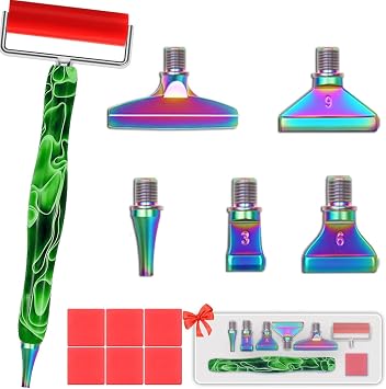 Heyseri Diamond Painting Pen with Screw Tips, Ergonomic Diamond Art Pen with Screw Thread Metal Tips and 6 Painting Glue Clay, Comfort Grip and Faster Drilling