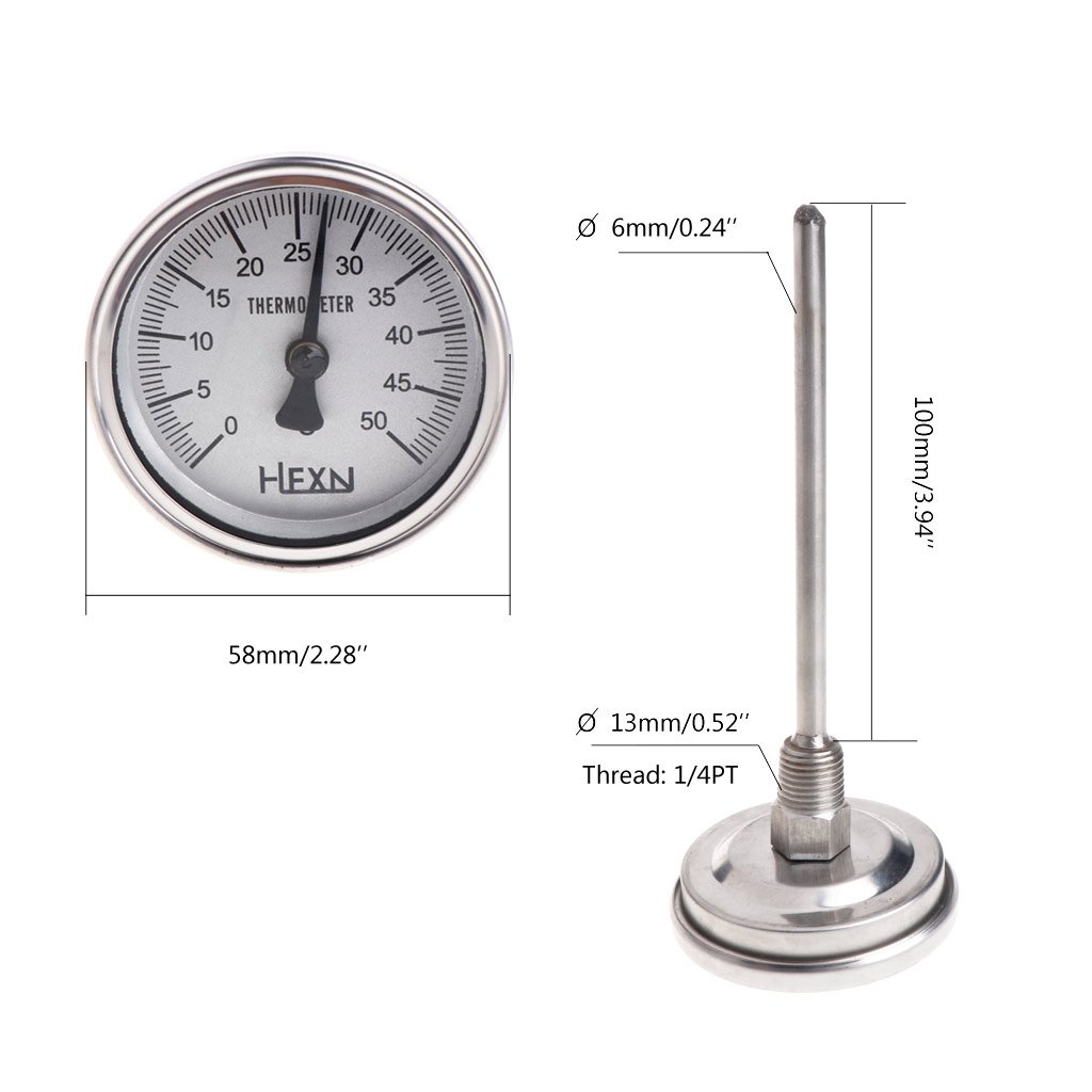 50/100/150/200/300 ? Termometro bimetallico Misuratore di Temperatura in Metallo Compatibile con tubazioni per Uso Industriale 150 Gradi