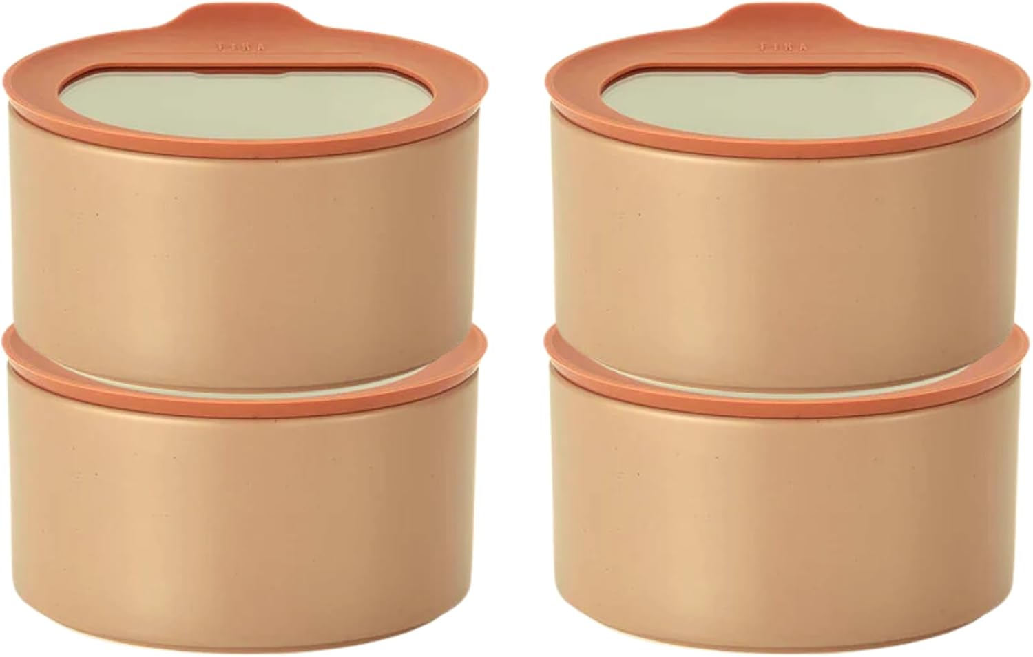 Neoflam 4 Set FIKA One Kitchen Porcelain Ceramic Food Container with Glass Lid, Microwave, Oven, Dishwasher Safe Storage, Pantry Refrigerator Cabinet Organization, Home Deco (1000ml / 1.06 qt / 34oz)