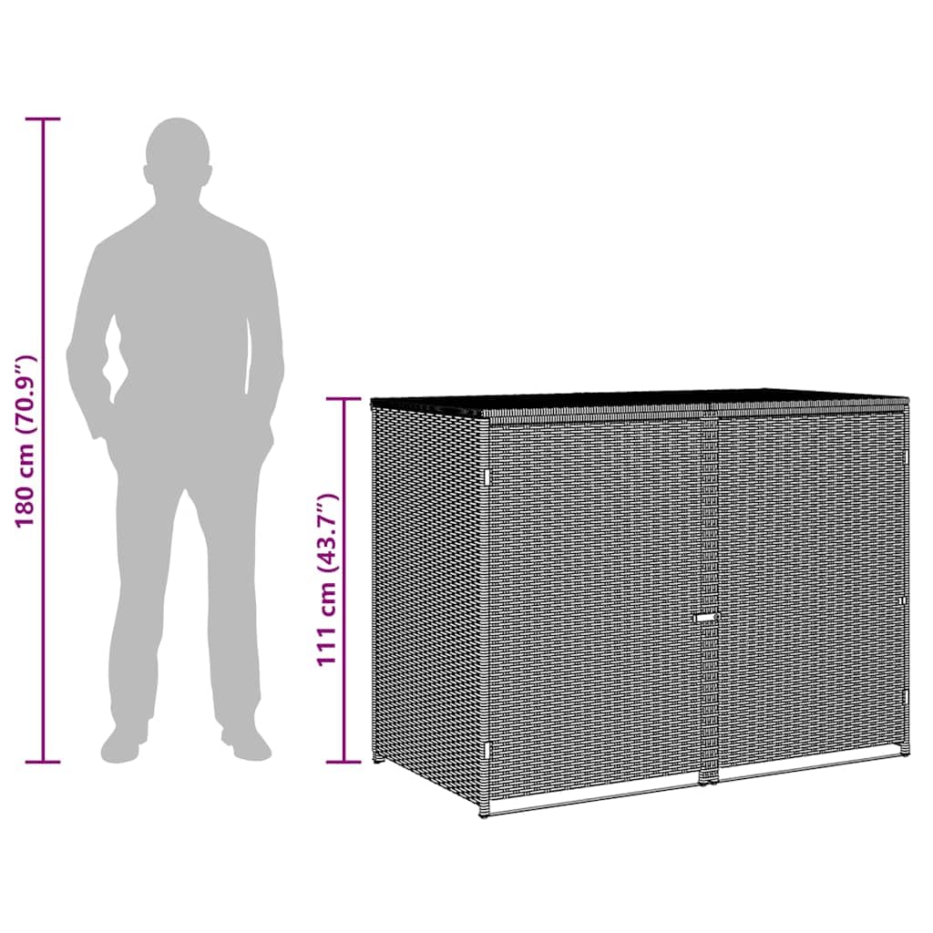 vidaXL Mülltonnenbox 2er Poly Rattan Gerätebox Müllbox Mülltonnenverkleidung