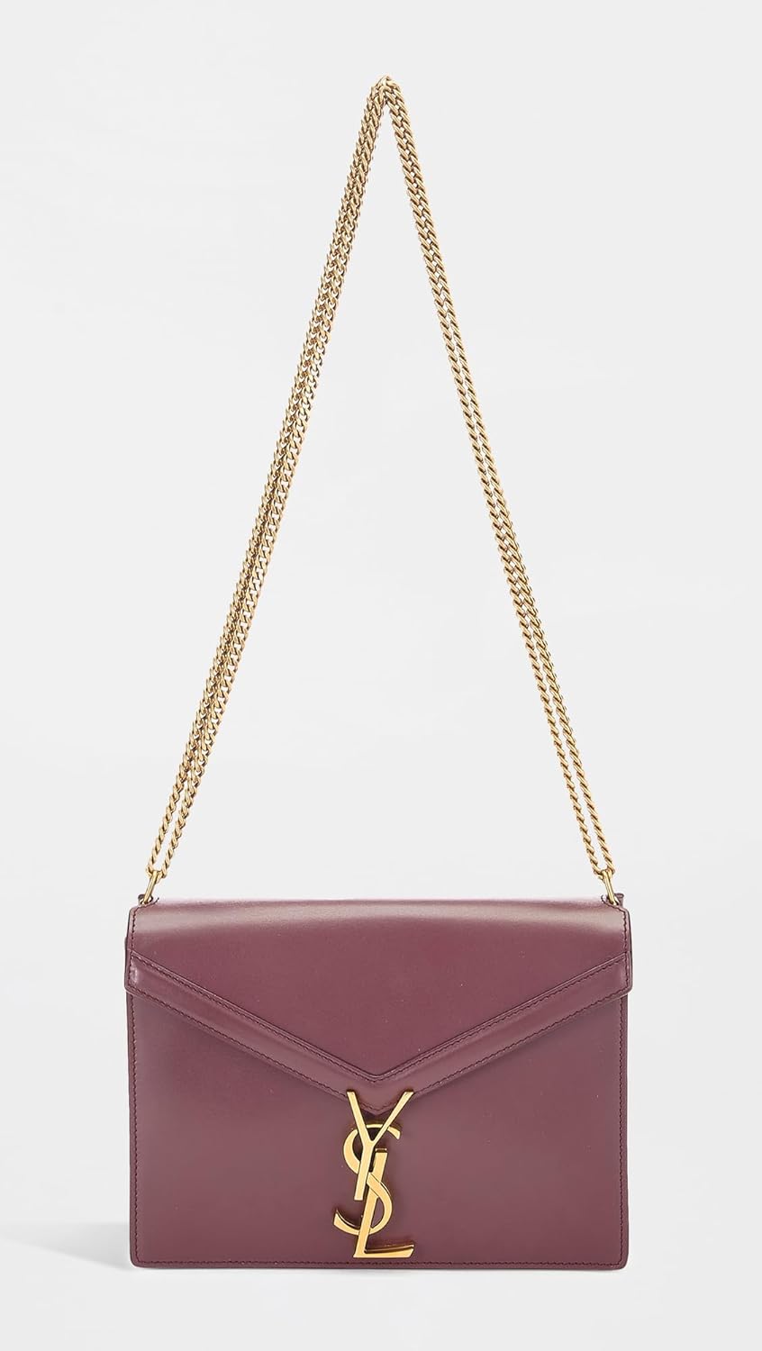 WHAT GOES AROUND COMES AROUND Women's Pre-Loved YSL Burgundy Leather Cassandra Chain Bag - Image 2