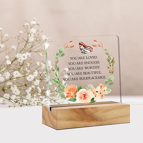 Miniatura 4 de Decoración inspiradora de escritorio de acrílico, letrero de escritorio para el hogar, oficina, You are Enough Loved Important Acrylic Plaque regalo