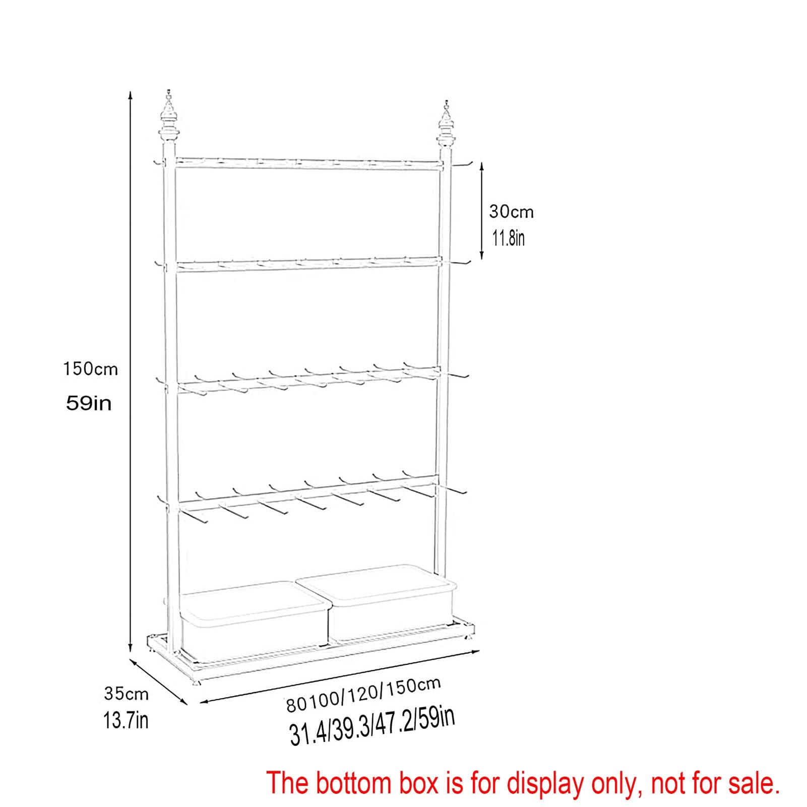 Commercial Socks Organizer Rack, Multifunctional Commercial Shelves, Supermarkets Commercial Clothing Store Retail Organizer for Scarves Socks Gloves, Floor-Standing Organizer Rack(Black,100x35x150cm)