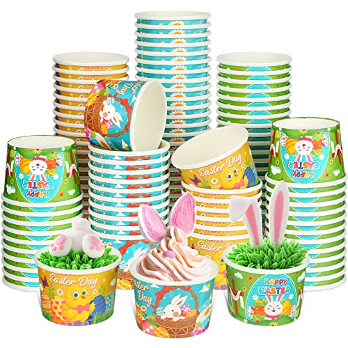 120 Pcs 9 Oz Happy Easter Ice Cream Cups Bunny Egg Chick Paper Snack Cups Disposable Soup Bowls Dessert Sundae Bowls Holiday Paper Bowls Paper Cup For Hot Or Cold Food Easter Party Supplies #TOP20