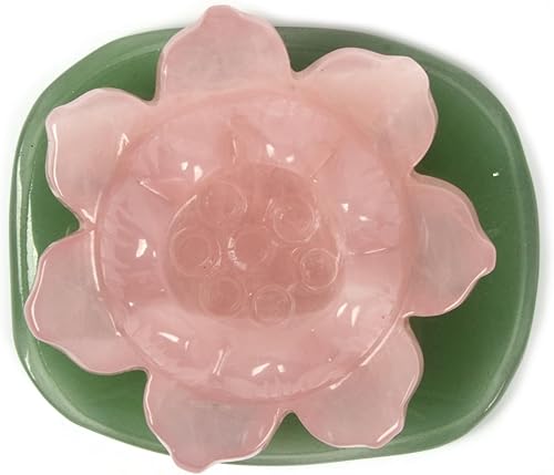 Miniatura 2 de Piedra preciosa tallada de cuarzo rosa flor de loto verde aventurina hoja de loto decoración de oficina en casa
