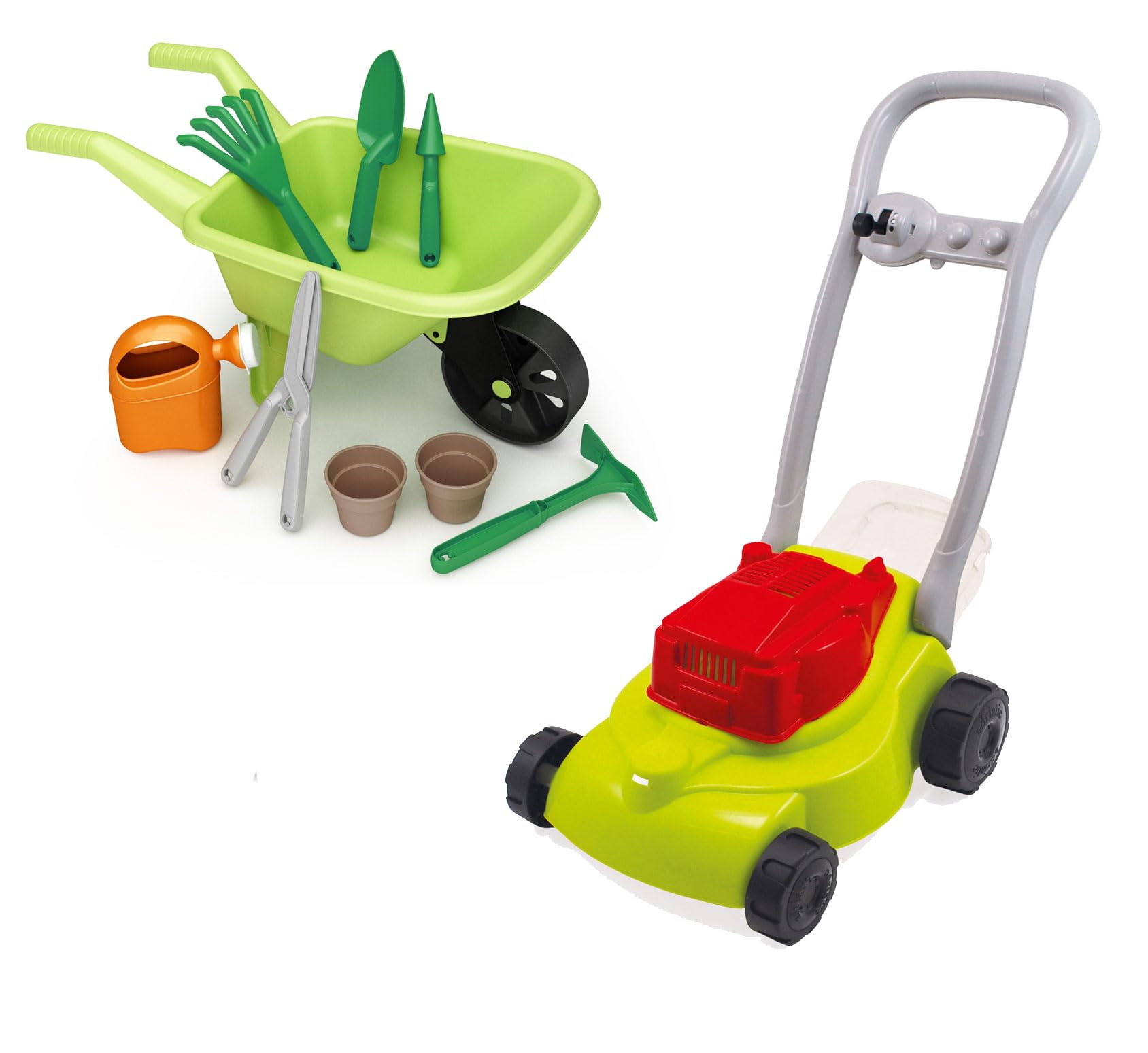 Rasenmäher mit Schubkarre Bollerwagen Sandspielzeug Kinder Gartenspielzeug