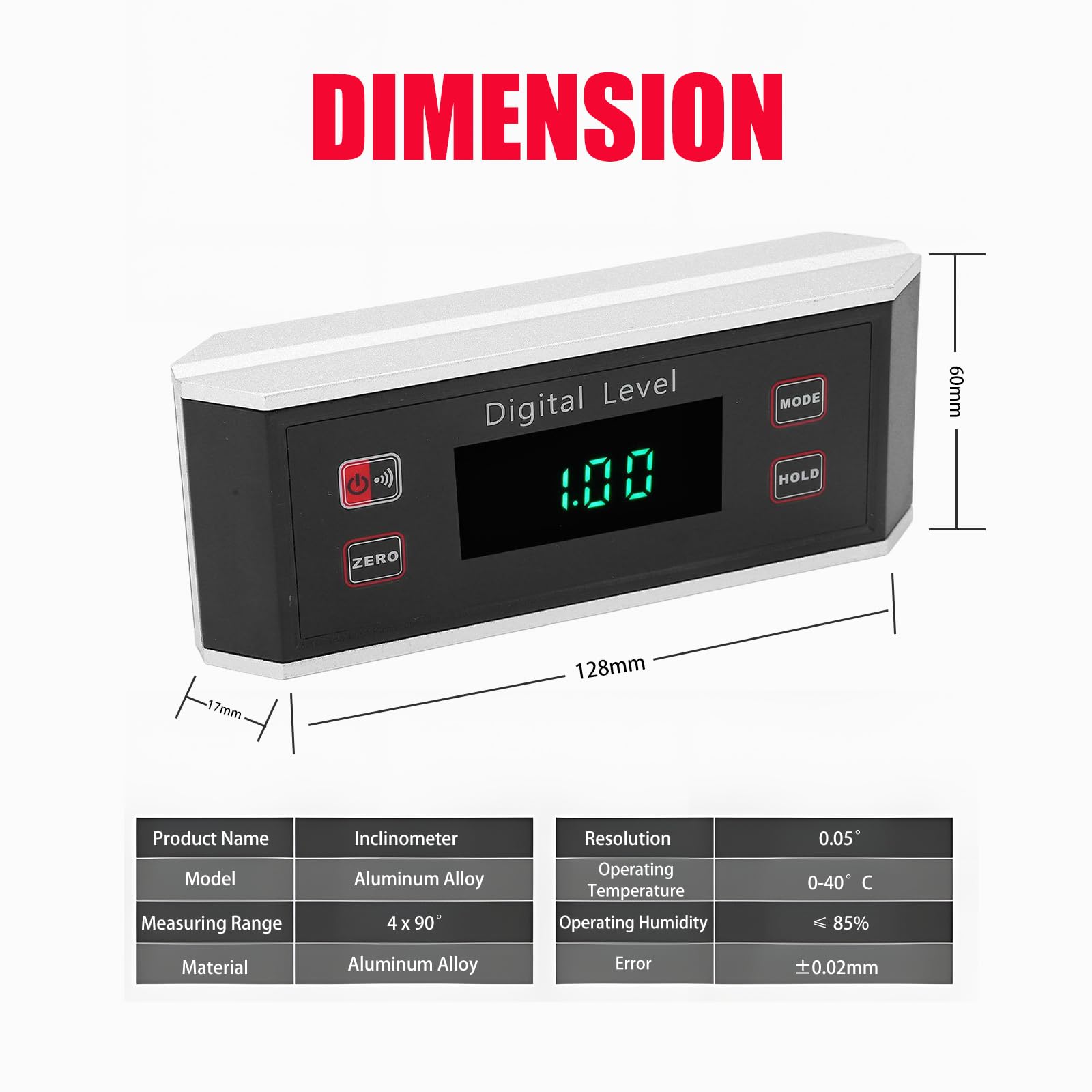 Inclinometro Digital 4x90° con Base Magnética, Nivel Digital IP65 Impermeable, Transportador de Ángulo con 4 Unidades °% mm/m IN/FT, para Carpintería, Construcción