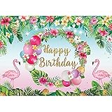 Maijoeyy 7x5ft Summer Flamingo Backdrop Tropical Backdrop for Birthday Party Pineapple Flowers Glitt