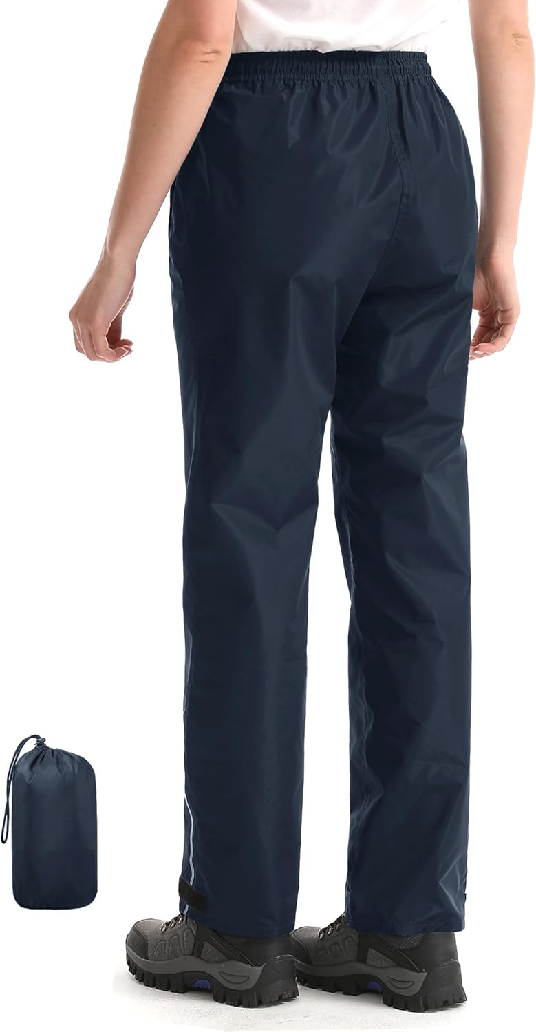 iCreek Women's Waterproof Rain Pants Packable Hiking Pants Over Pants Windproof Lightweight for Outdoor Hiking Golf Fishing - Image 8
