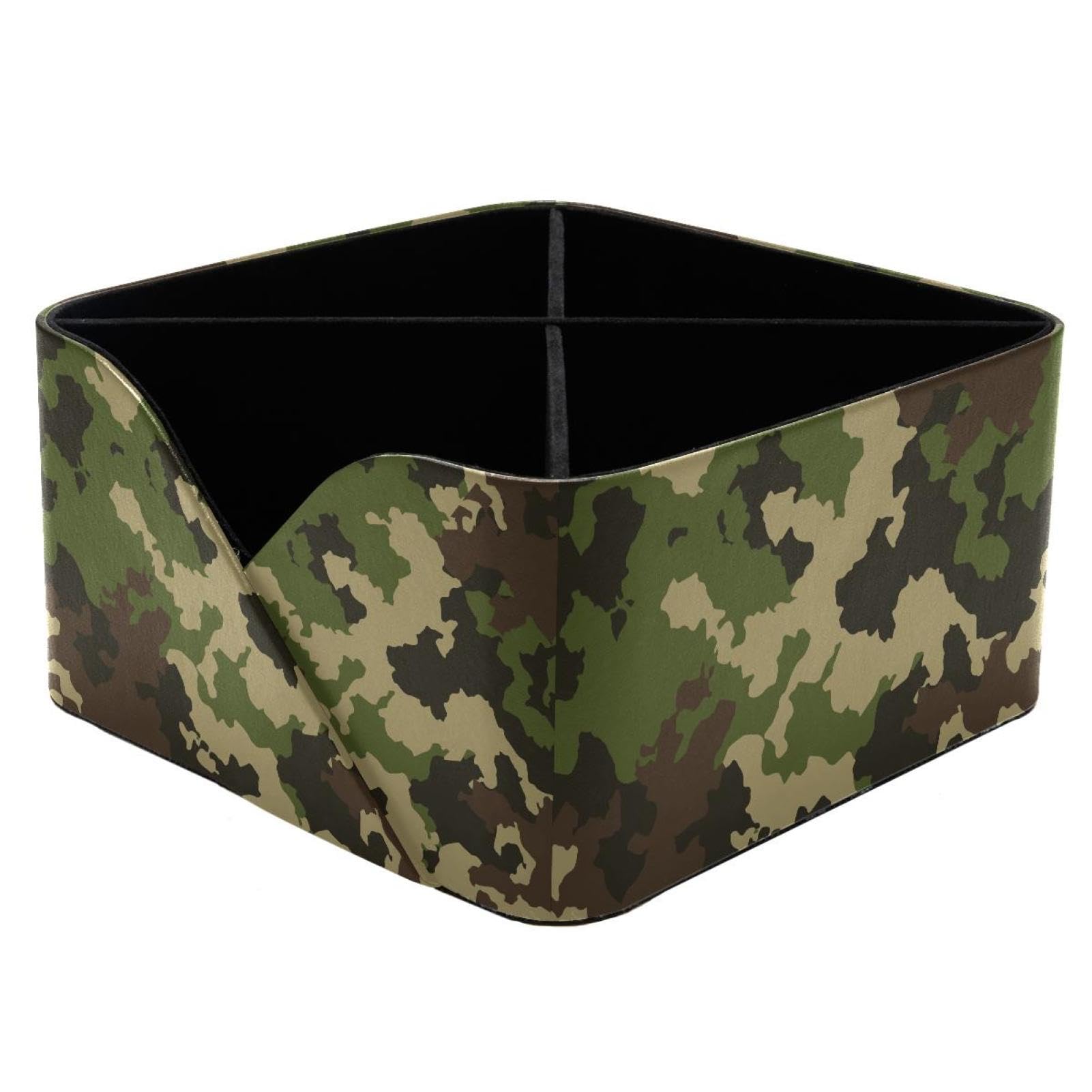 KengjuTesu Army Green Camouflage Seamless Pattern Desktop Organizer Pen Holder, Rectangular Pencil Cup for Office, Study and Makeup Stations