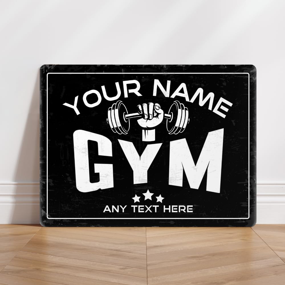 Ingzzaac Metalpostera151390 Gym Workout Bodybuilder Gym Room Personalised Aluminium Metal Sign Your Name Metal Sign Plaque Poster 8X12 Inches