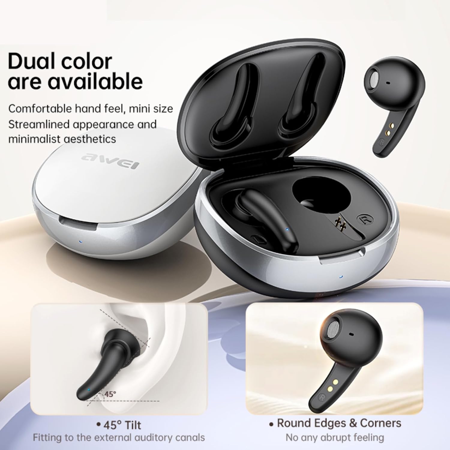 AWEI T75 Earbuds Ergonomic Design