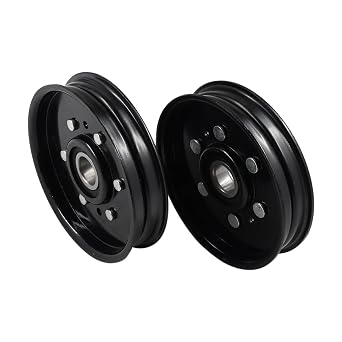 2PCS Flat Idler Pulley AM37249 AM107468 AM37442 AM35862 M81677 Compatible with John Deere 38 48 54 Mower Decks Replace for eXmark 1-602501 1-403009 Husqvarna 601000391 533310326