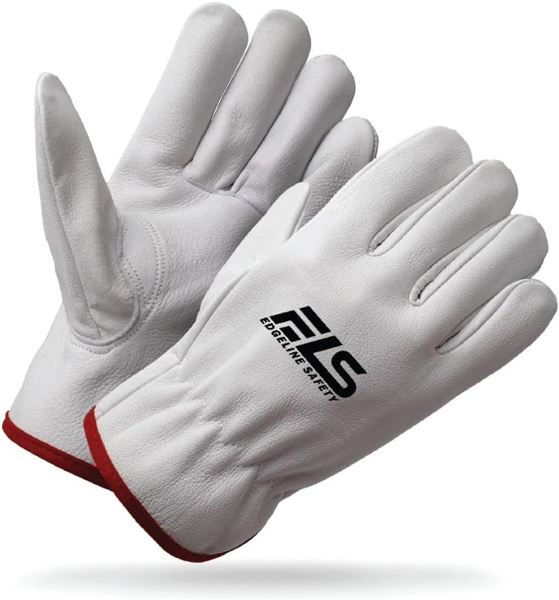 Cowhide Leather Work Gloves for Men - 12 Pack Leather Driver Gloves for Gardening, Construction, Driving, etc