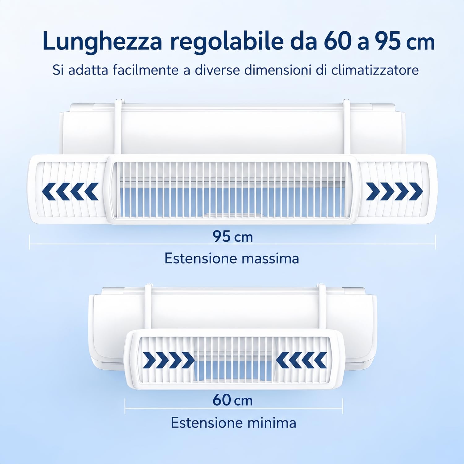 Deflettore Condizionatore, Deviatore Aria Condizionatore Regolabile Retrattile 60-95CM, Deflettore Condizionatore Universale Anti Soffiaggio Diretto ABS Bianco per Casa Ufficio Camera BANJEKT