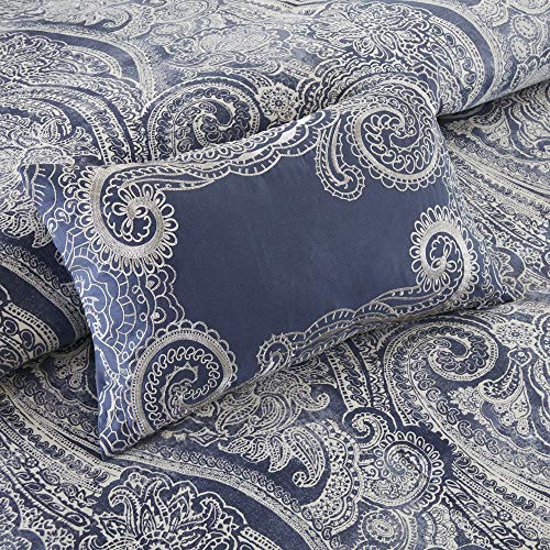 Harbor House Cozy Cotton Comforter Set - Classic Modern Design, All Season Down Alternative Casual Bedding, Matching Shams, Stella, Paisley Blue King(110"x96") 6 Piece - Image 7