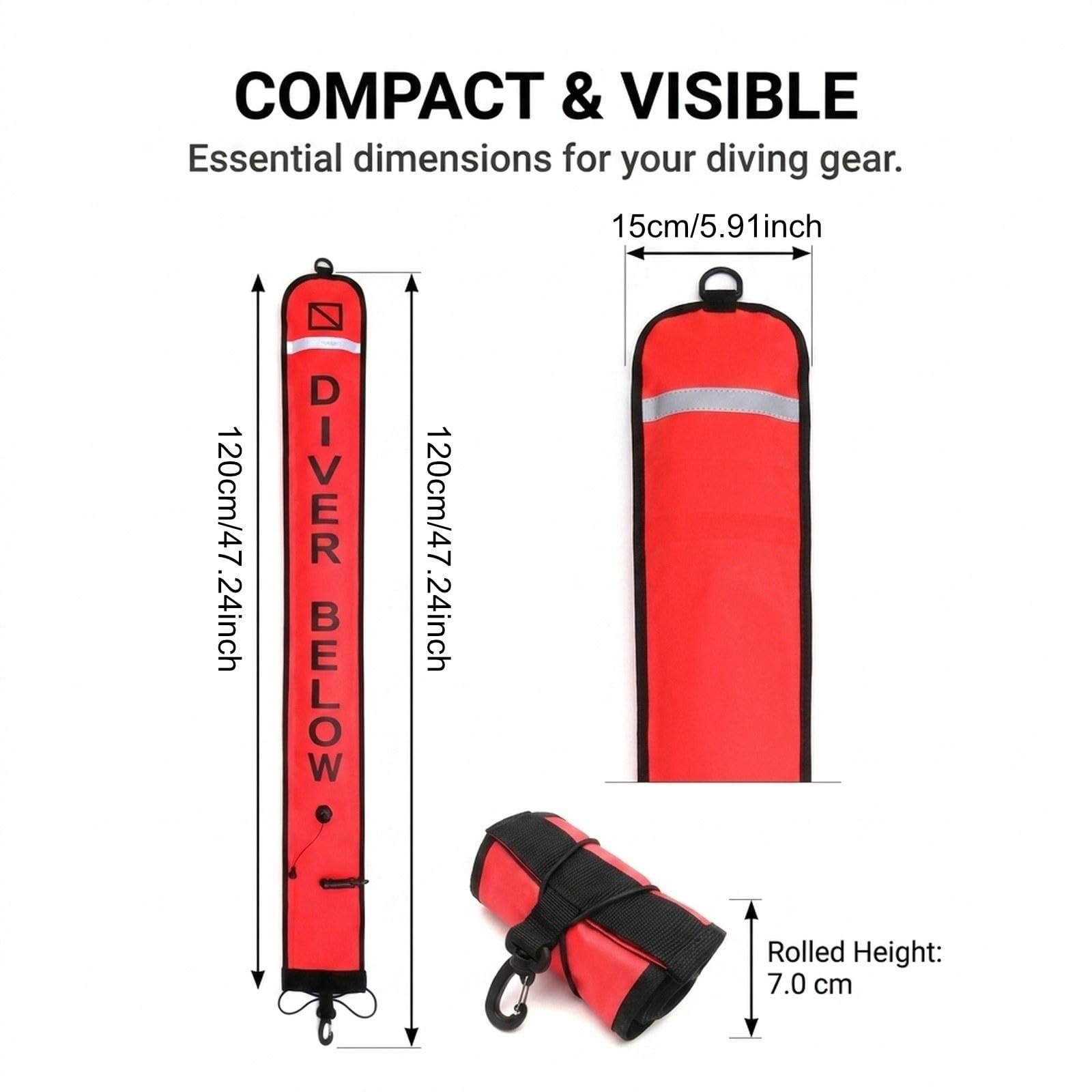 Boa di Superficie per Immersioni (SMB) per Adulti, Ideale per Lo Snorkeling All'aperto.