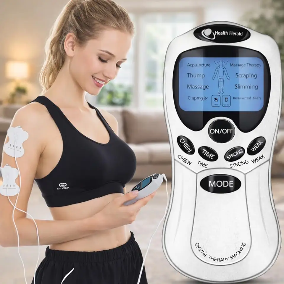 Aparelho TENS de Eletroestimulação para Fisioterapia, Portátil, Alívio de Dores Musculares, Massageador Muscular Acupuntura, 4 Eletrodos, 110v/220v, Premium
