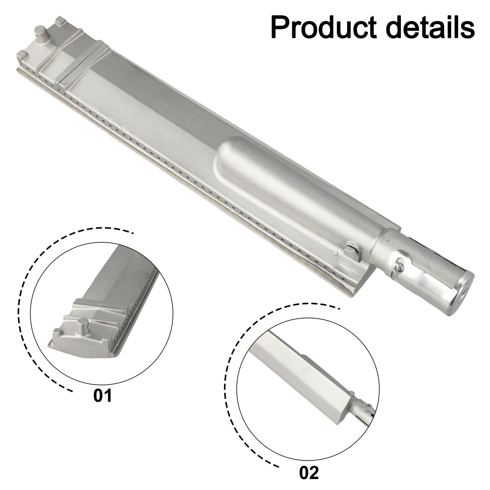 Bruciatore per barbecue in acciaio inox, 40,6 x 7,9 x 5,3 cm, ricambio per propano e gas naturale, compatibile con CIT-SS 23301 16516 26106 44305