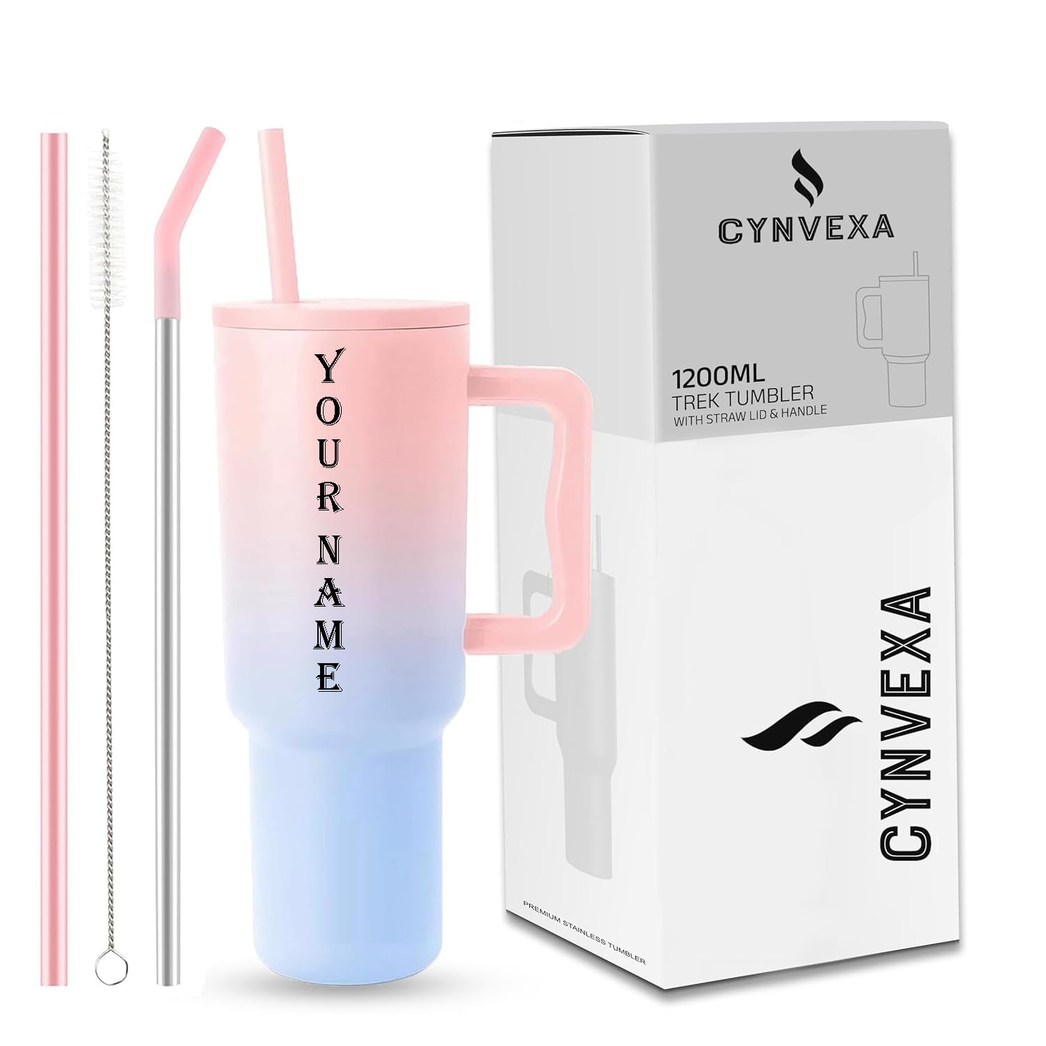 Tumbler with lid and Straw 1200ML Cup Stainless Steel Vacuum Insulated Tumbler for Water, Iced Tea or Coffee 1.2L Office Gym Travelling (Candy Haze Custome)